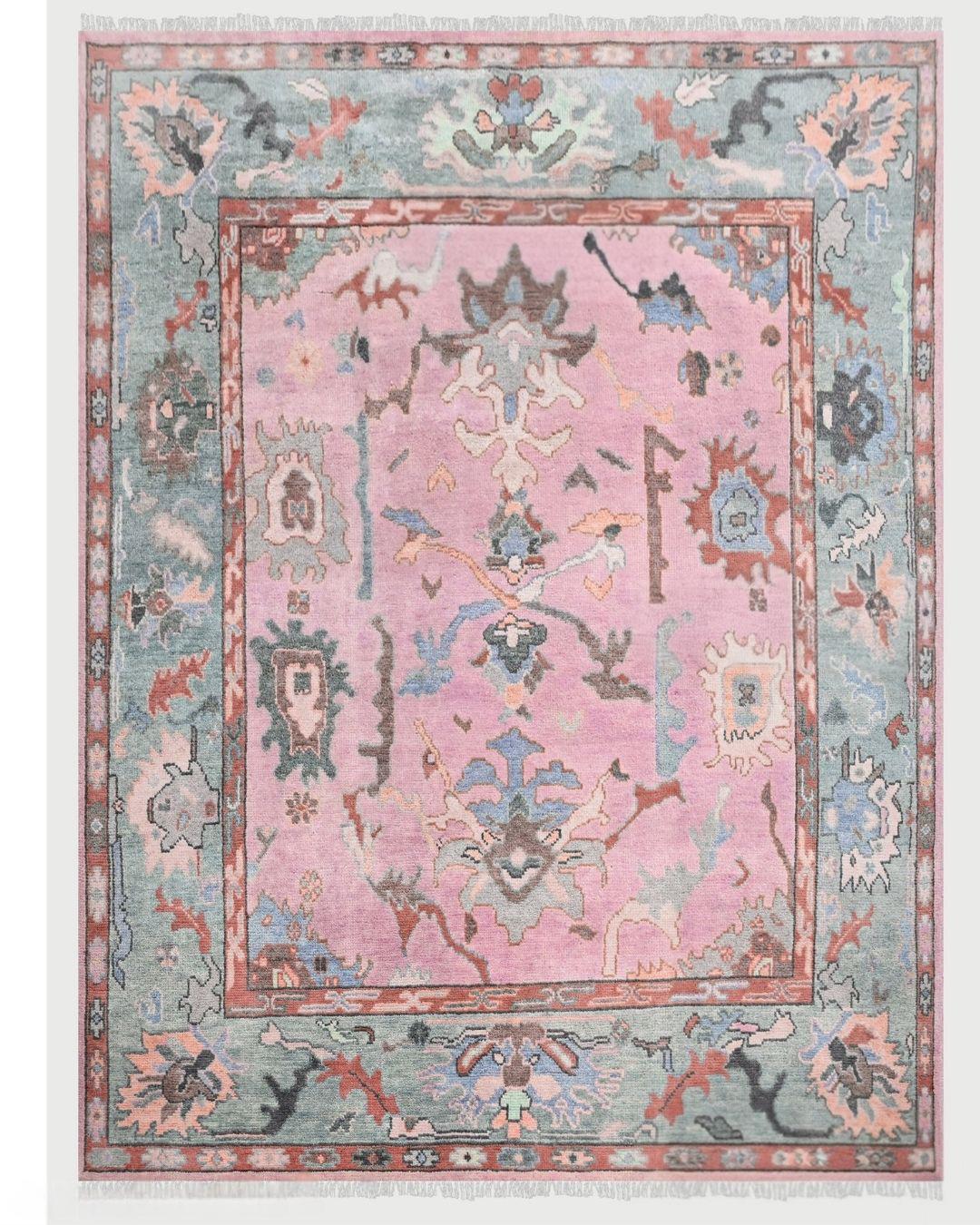 Exquisite Pink Oushak style Hand Knotted Rug 4x6, 5x8, 8x10, 9x12, 10x14 ft Handmade Rugs for Living Room - Antique Contemporary Oushak Rug