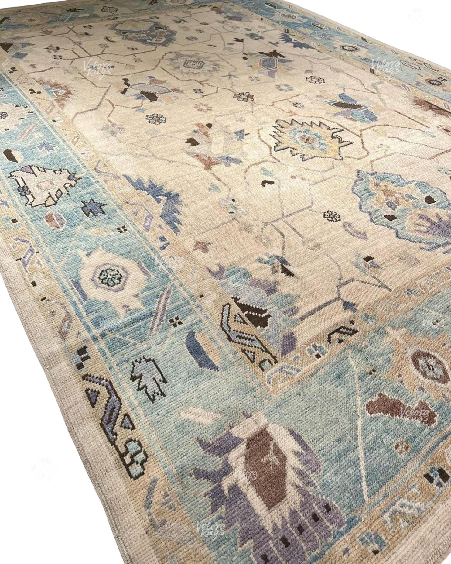 Beige Oushak style Hand Knotted Rug 4x6, 5x8, 6x9, 8x10, 9x12, 10x14 ft Handmade Rugs for Living Room - Antique Style Contemporary rug