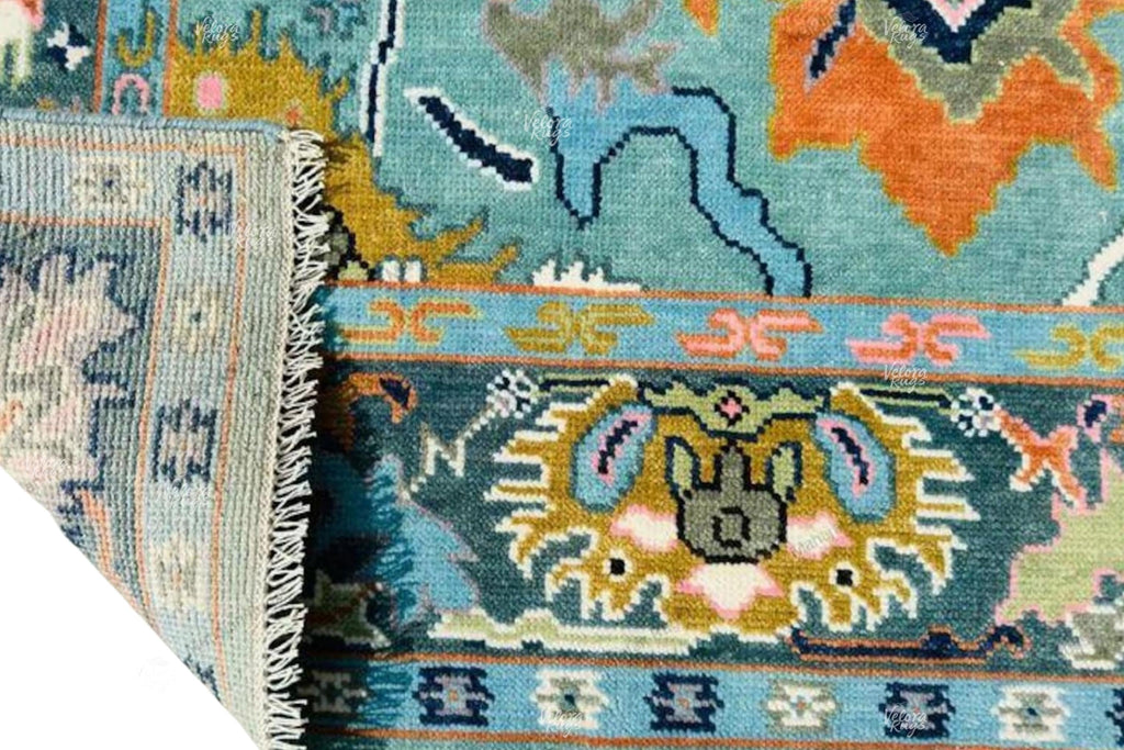 Teal Blue Modern Oushak Hand Knotted Rug 4x6, 5x8, 6x9, 8x10, 9x12, 10x14 ft Handmade Rugs for Living Room - Antique style Ethnic rug