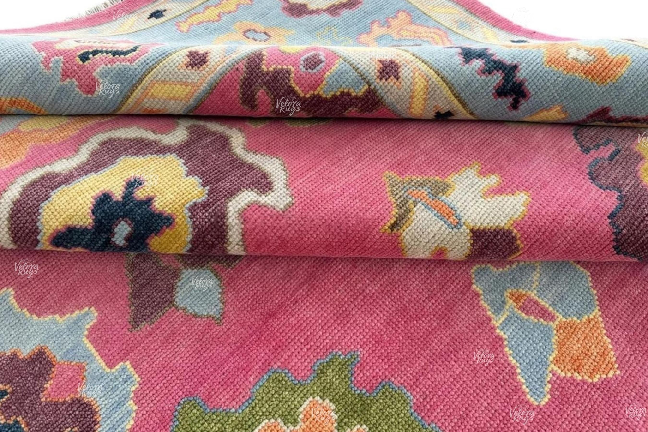 Elegant Hot Pink Oushak Hand Knotted Rug 4x6, 5x8, 6x9, 8x10, 9x12, 10x14 ft Handmade Rugs for Living Room - Antique Contemporary rug