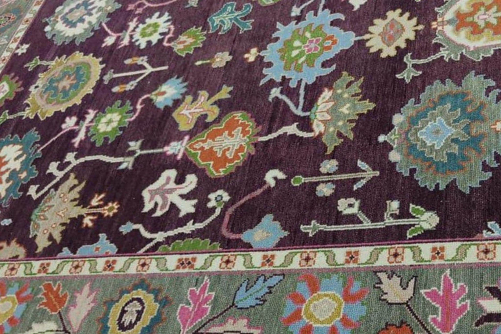 Luxurious Hand-Knotted Oushak Rug- Antique-Style Contemporary Design, Purple Handmade Rug  4x6, 5x8, 8x10, 9x12, 10x14 ft | Living Room Rug