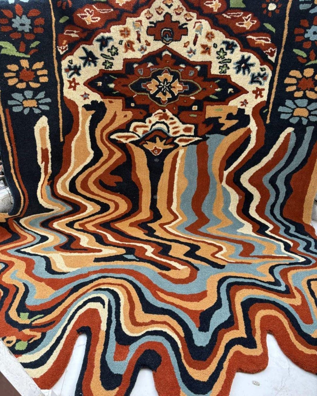 Hand Tufted Wool Rug | Vintage Persian Style Carpet | Multicolor Boho Area Rug | Traditional Floral Design for Living Room Decor