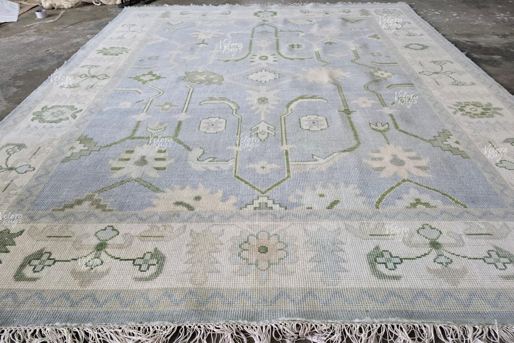 8x10 Quick Ship! Modern Blue Indo Oushak Hand Knotted Rug, Antique Handmade Premium Wool Rugs for Living Room - Contemporary Floor Carpet