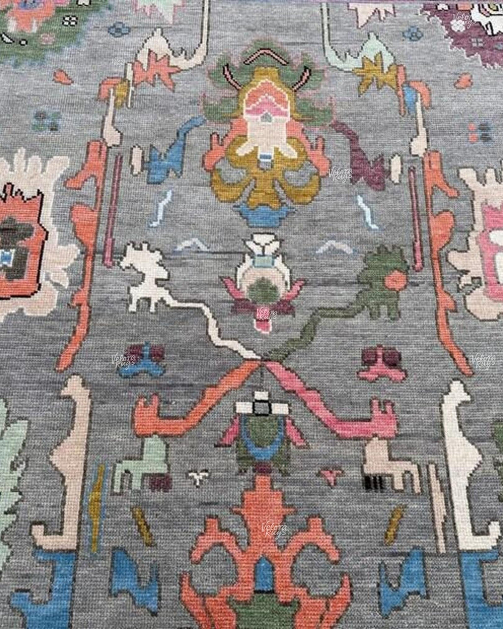 Grey Modern Oushak Hand Knotted Rug – 4x6, 5x8, 6x9, 8x10, 9x12, 10x14 ft – Handmade Wool Rug – Antique Style Contemporary Living Room Decor