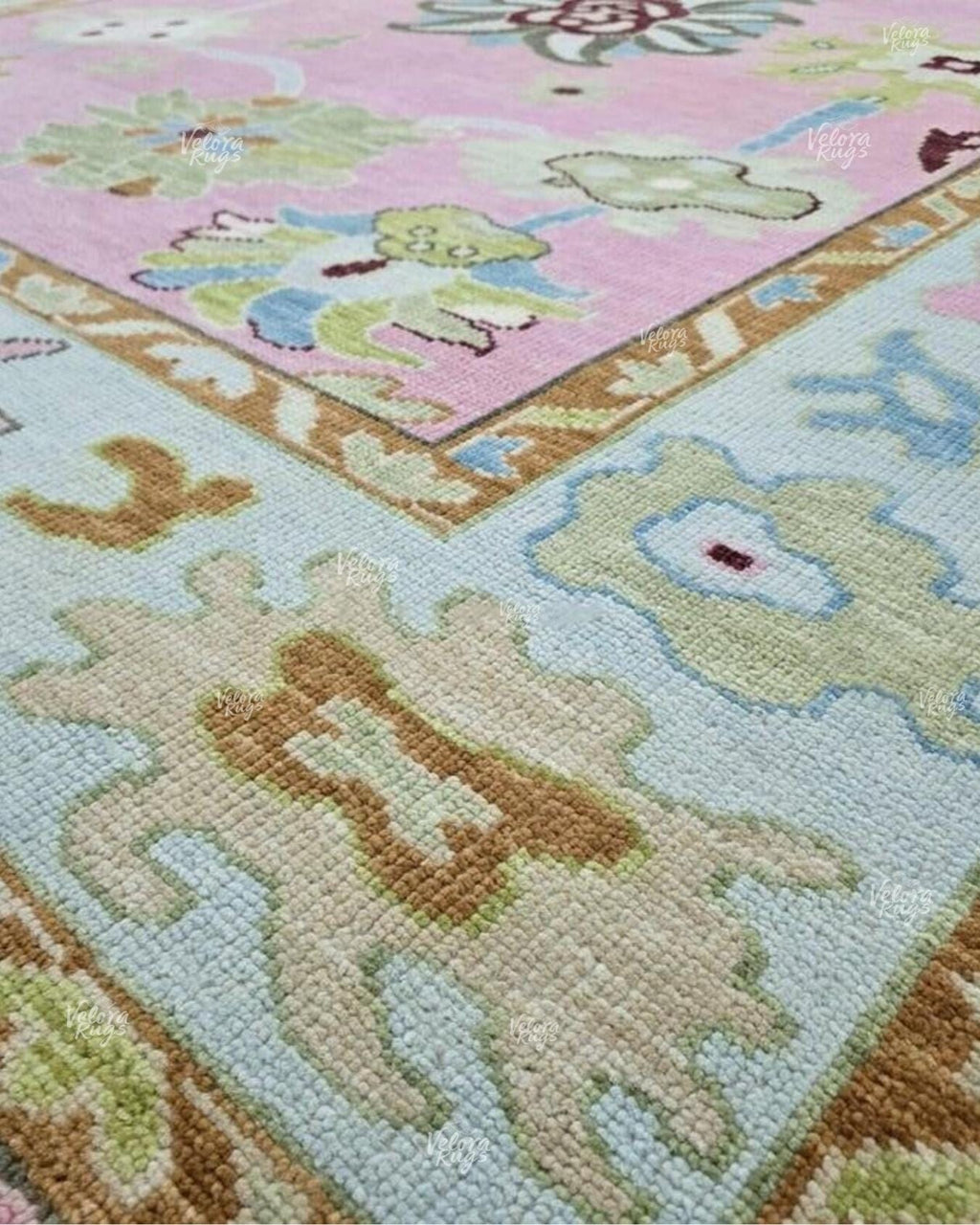 Pink- Ivory Oushak Hand Knotted Rug 4x6, 5x8, 6x9, 8x10, 9x12, 10x14 ft Handmade Rugs for Living Room & Bedroom - Antique Style Ethnic rug