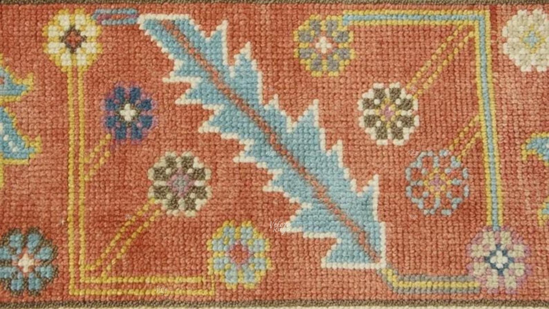 Hand-Knotted Wool Oushak Rug Orange | Turkish Style Area Rug | Contemporary Vintage Carpet | Custom Size  Rug | Oriental Living Room Decor