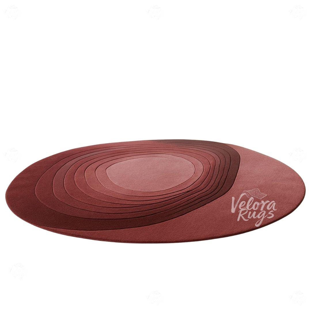 Red Round Tufted Rug – Modern Gradient Wool Area Carpet | Handmade 3D Circle Rug for Living Room | Minimalist Contemporary Home Decor