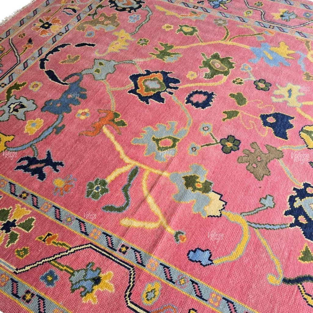 Exquisite Pink Oushak style Hand Knotted Rug 4x6, 6x9, 8x10, 9x12, 10x14 ft Handmade Rugs for Living Room - Antique Contemporary Oushak Rug