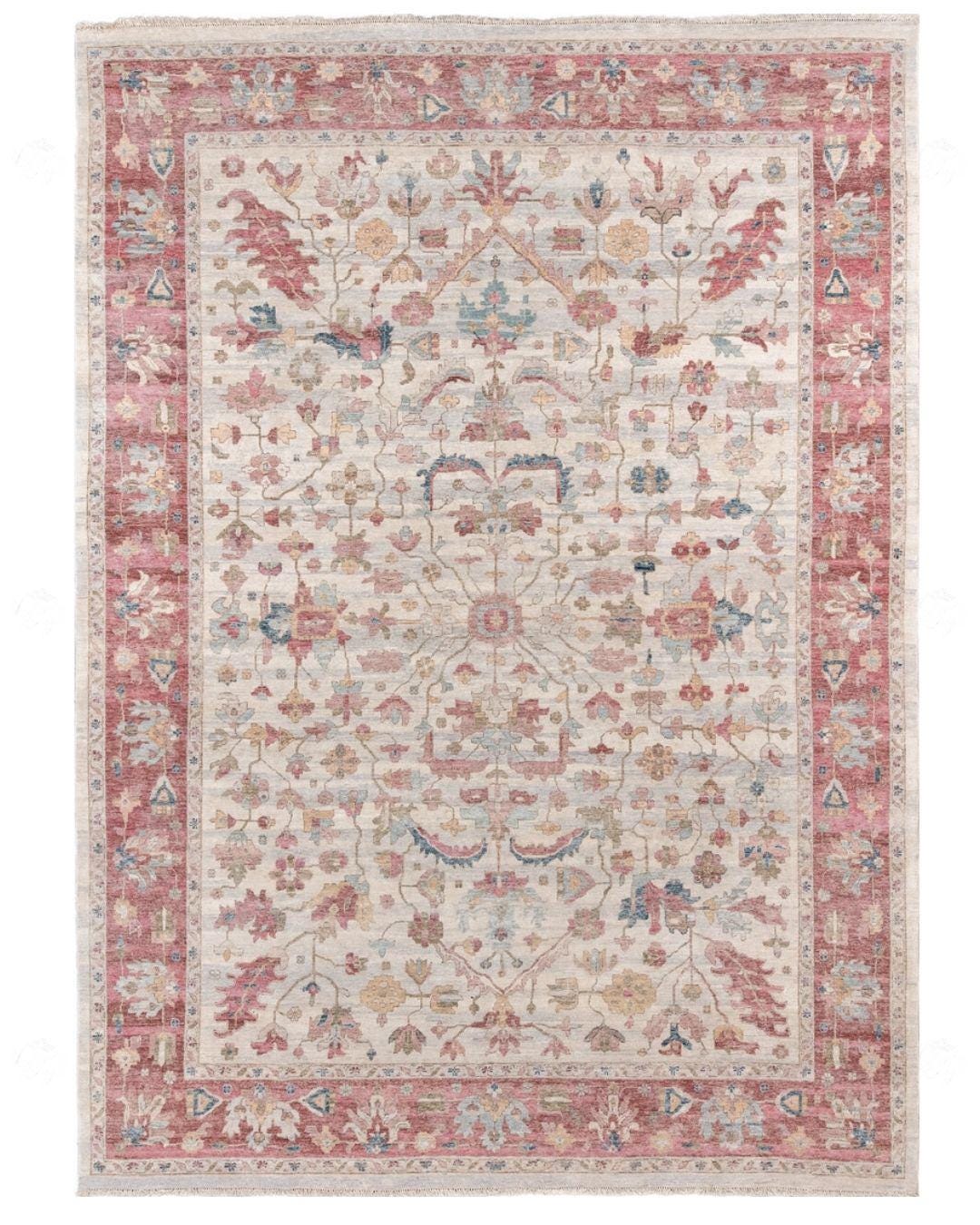 Blush Pink Hand Knotted Oushak Rug – Vintage Turkish Wool Area Carpet | Soft Pastel Oriental Design | Living Room Boho Decor | Custom Sizes