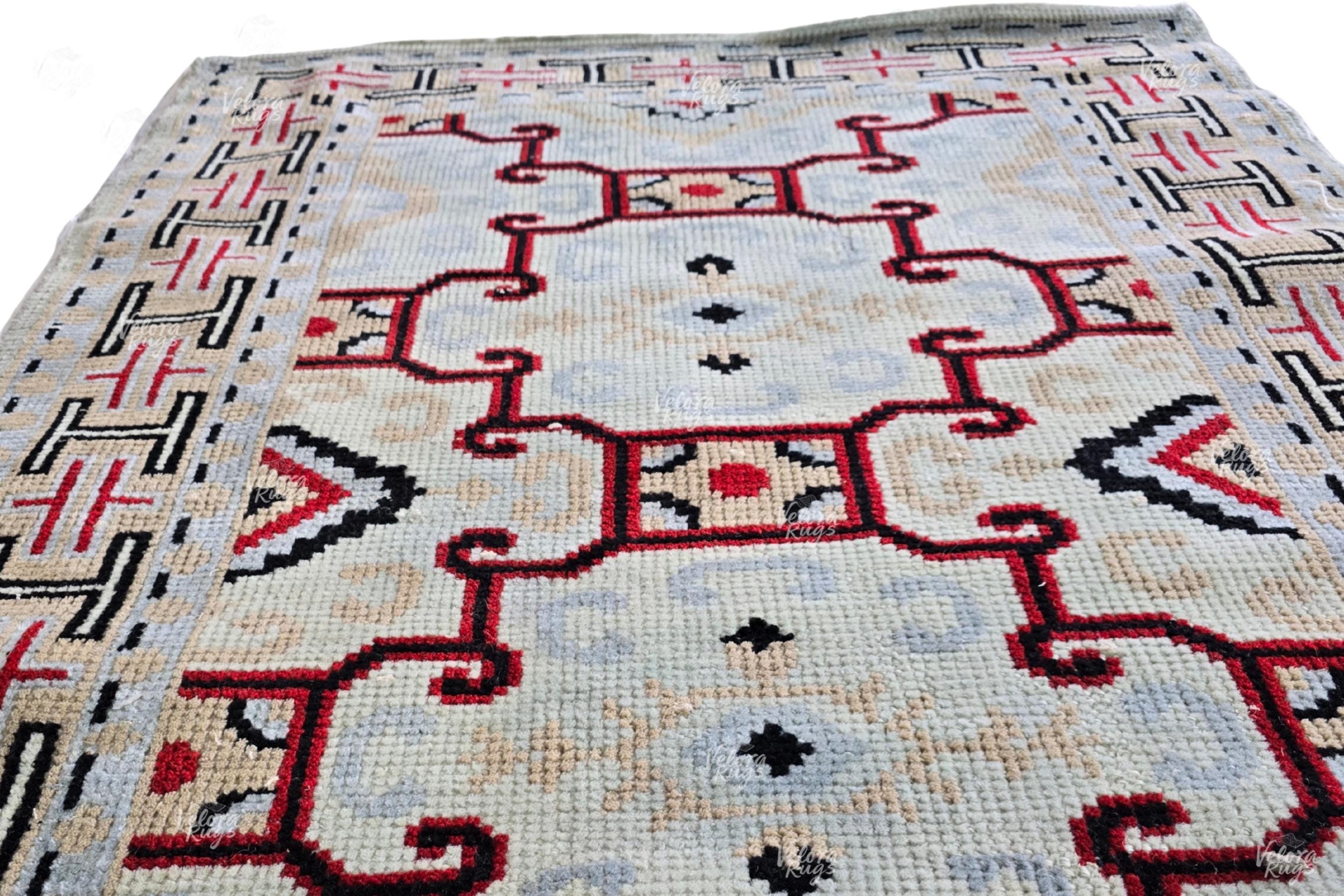 Colorful Modern Oushak Rug – Hand Knotted Oriental Pattern Carpet, Artisan Made Area Rug for Living Room, Bedroom Interiors | Custom Sizes