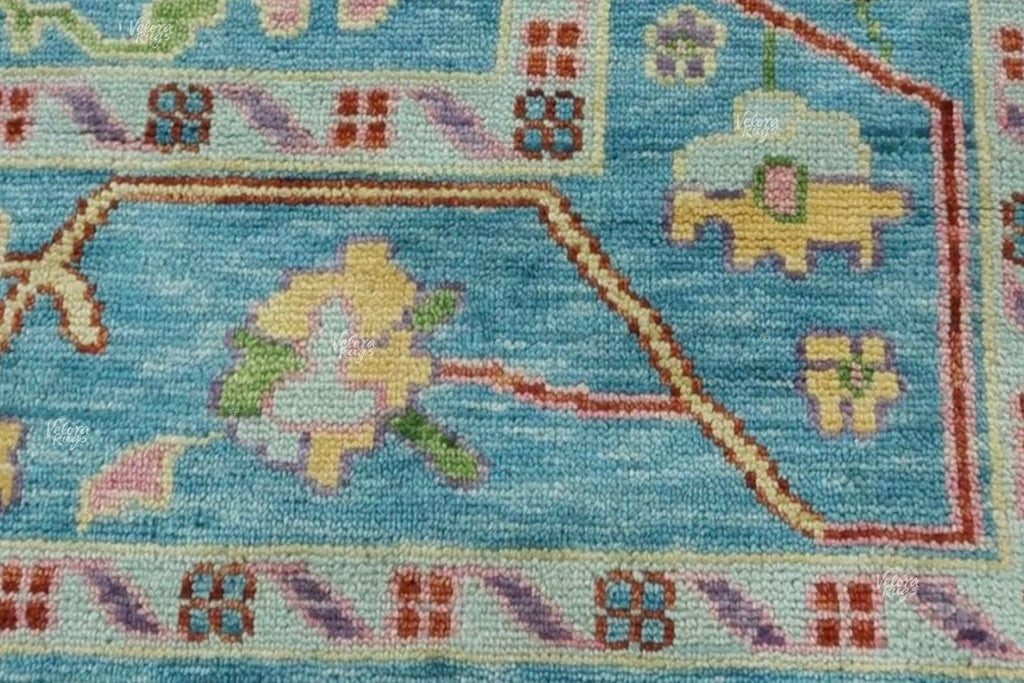 Light Blue Oushak Rug - Hand Knotted  Wool Rug, Turkish Floral Carpet - Handmade Area Rug for Living Room & Bedroom  in 4x6 to 12x15 ft Size