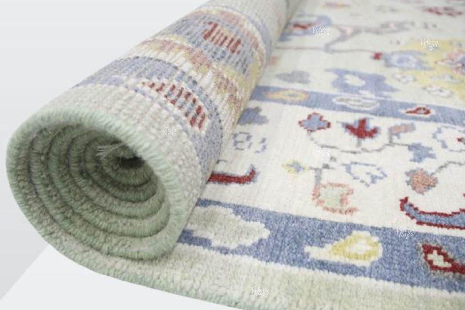 Handmade Sage Green Indo Oushak Rug, Multicolor Wool Area Carpet 6x9, 8x10 – Antique Turkish Design Floral Motifs for Living Room & Bedroom