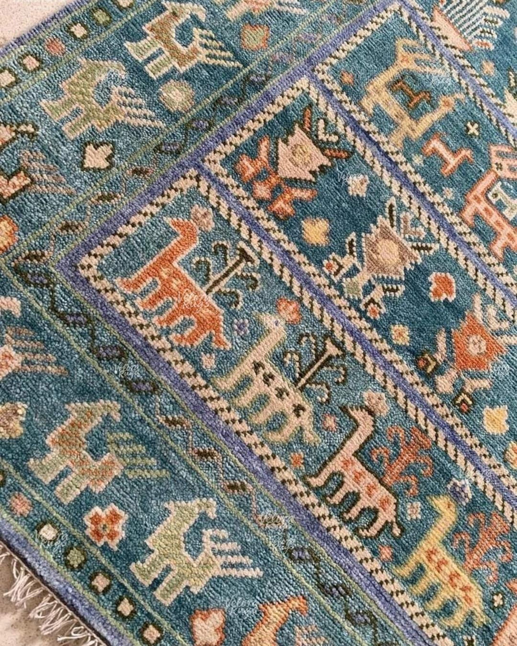 Exquisite Blue Hand Knotted Indo Shabargan rug 4x6, 5x8, 8x10, 9x12, 10x14 ft Handmade Gabbeh rug - Antique Style Ethnic rug | Afghan Style