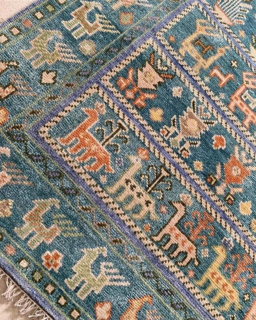 Exquisite Blue Hand Knotted Indo Shabargan rug 4x6, 5x8, 8x10, 9x12, 10x14 ft Handmade Gabbeh rug - Antique Style Ethnic rug | Afghan Style