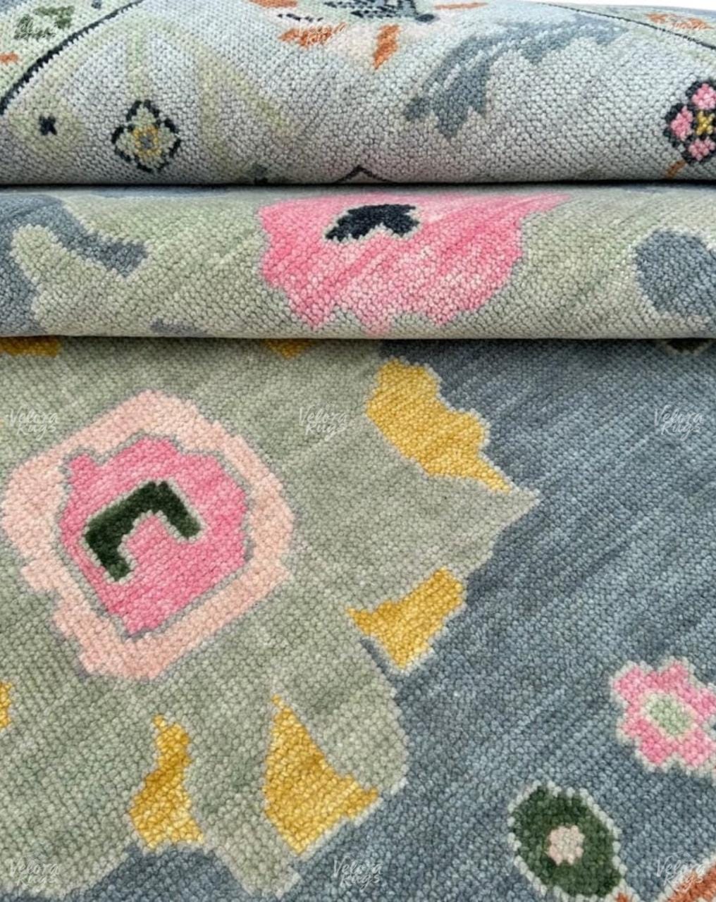 Hand-Knotted Grey Oushak Wool Rug: Modern Handmade Rug 4x6,5x8, 6x9,8x10, 9x12, 10x14 ft for Living Room, Dinning hall  | Antique Style Rug