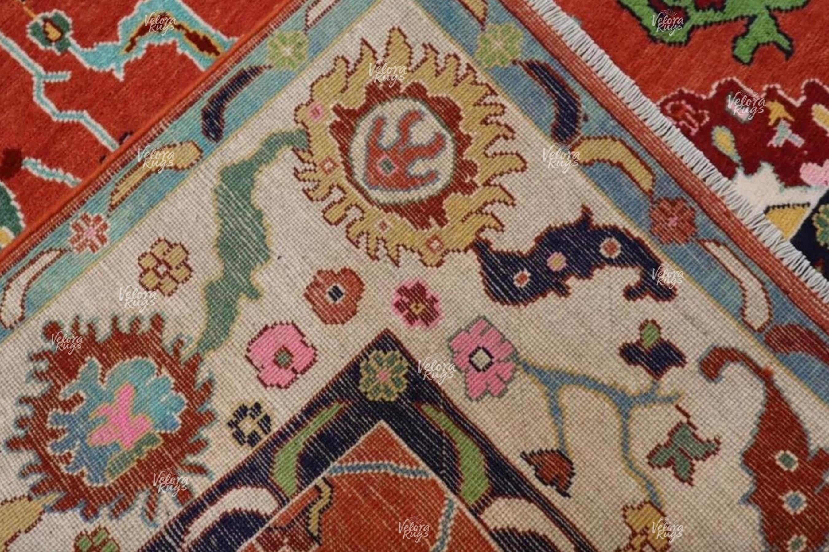 Elegant Red Oushak style Hand Knotted Rug 4x6, 5x8, 6x9, 8x10, 9x12, 10x14 ft Handmade Rugs for Living Room - Antique Style Contemporary rug