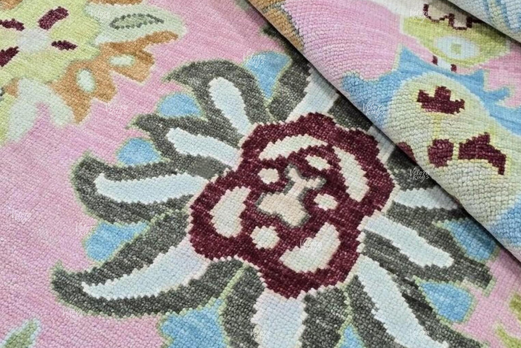 Pink- Ivory Oushak Hand Knotted Rug 4x6, 5x8, 6x9, 8x10, 9x12, 10x14 ft Handmade Rugs for Living Room & Bedroom - Antique Style Ethnic rug