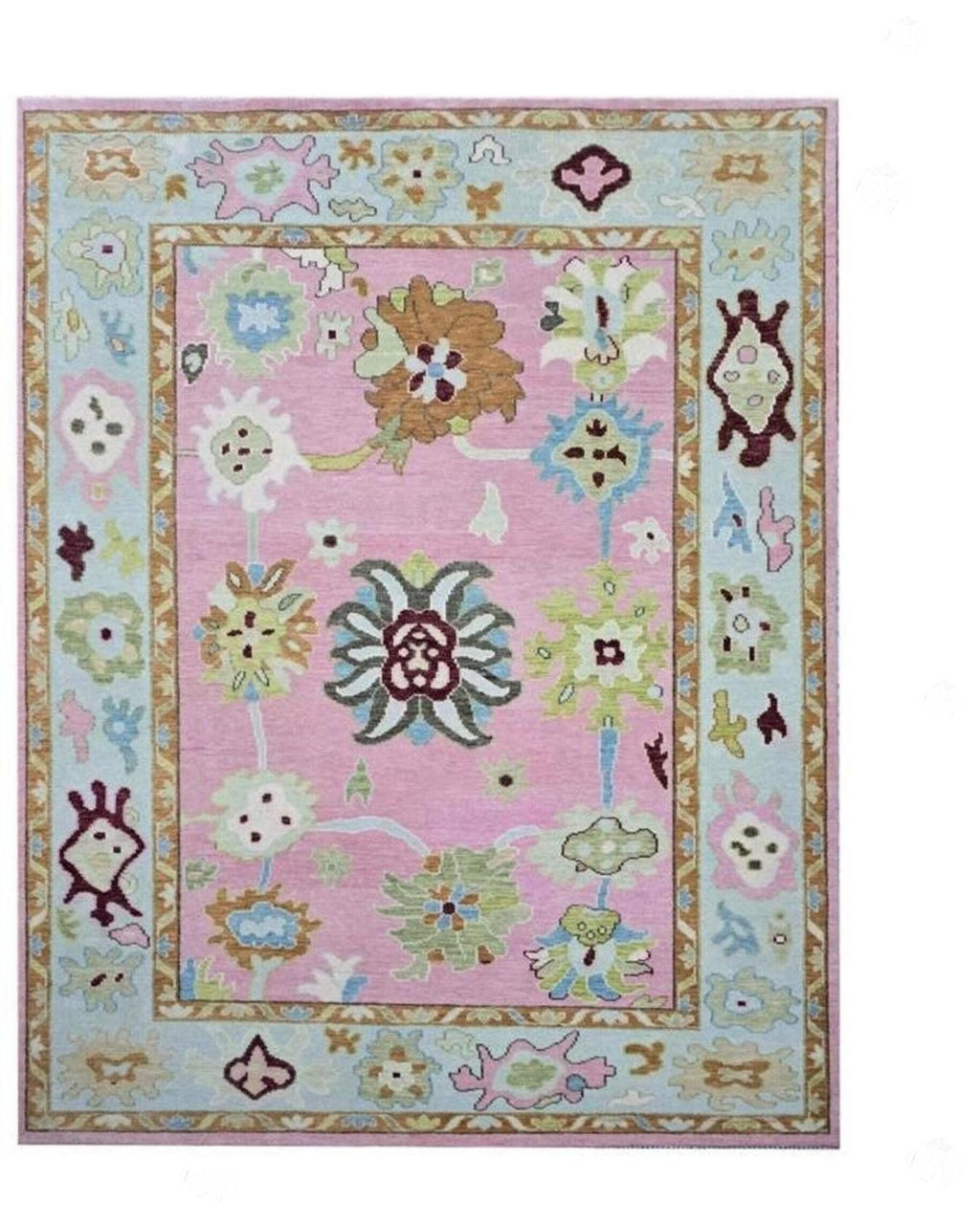 Pink- Ivory Oushak Hand Knotted Rug 4x6, 5x8, 6x9, 8x10, 9x12, 10x14 ft Handmade Rugs for Living Room & Bedroom - Antique Style Ethnic rug