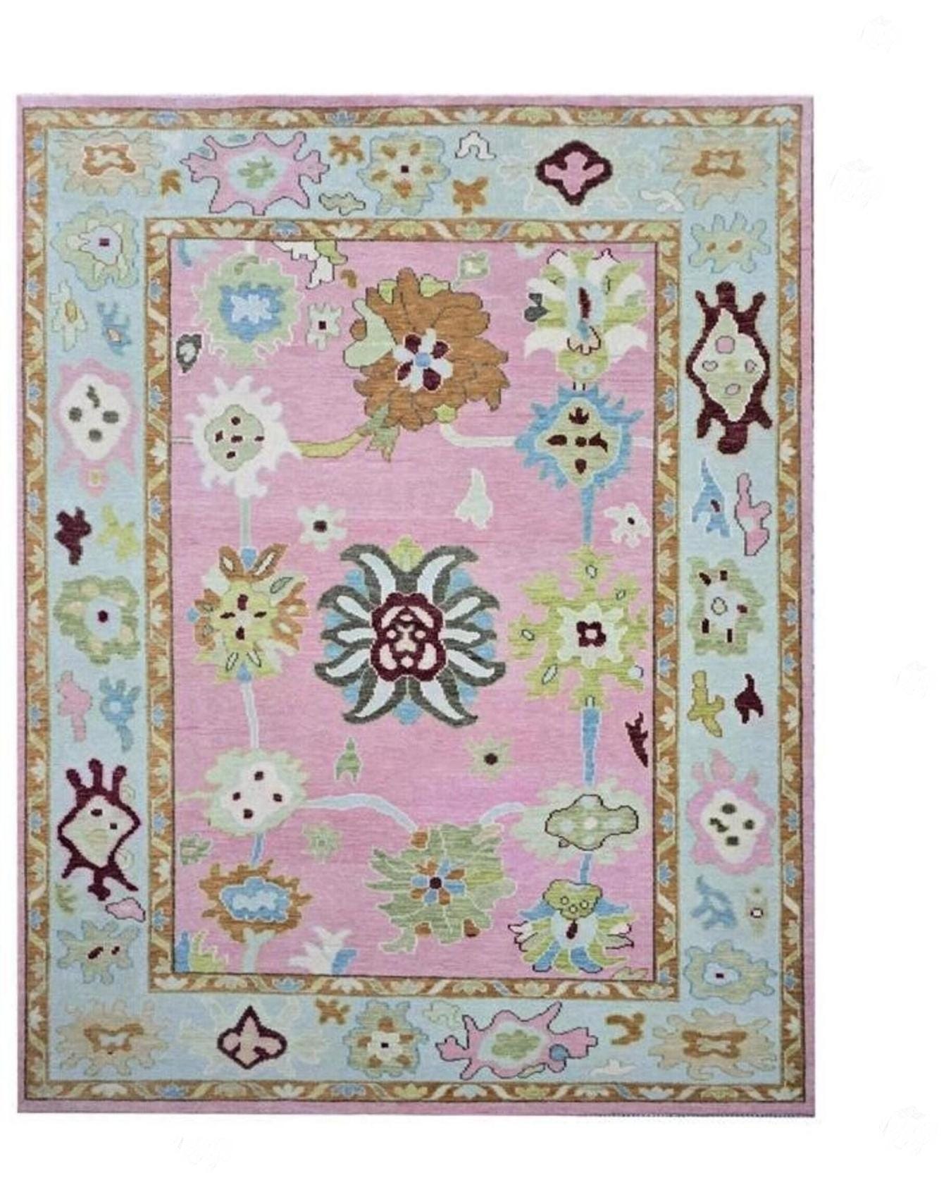 Pink- Ivory Oushak Hand Knotted Rug 4x6, 5x8, 6x9, 8x10, 9x12, 10x14 ft Handmade Rugs for Living Room & Bedroom - Antique Style Ethnic rug