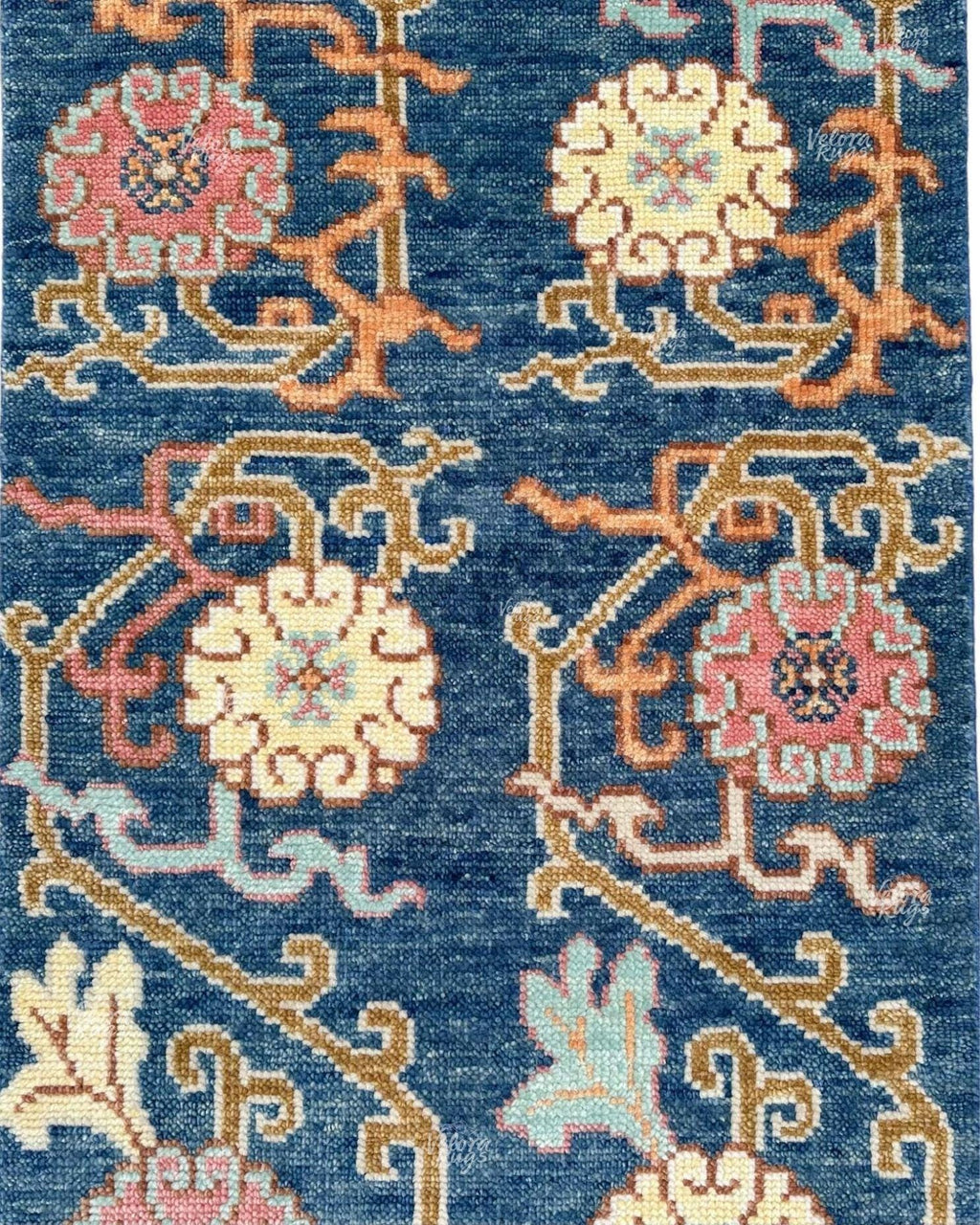 Navy Blue Oushak Runner Rug: Hand Knotted Wool Turkish Carpet - Hallway Runner - Kitchen Runner - Boho Runner Stair Rug | Home Decor