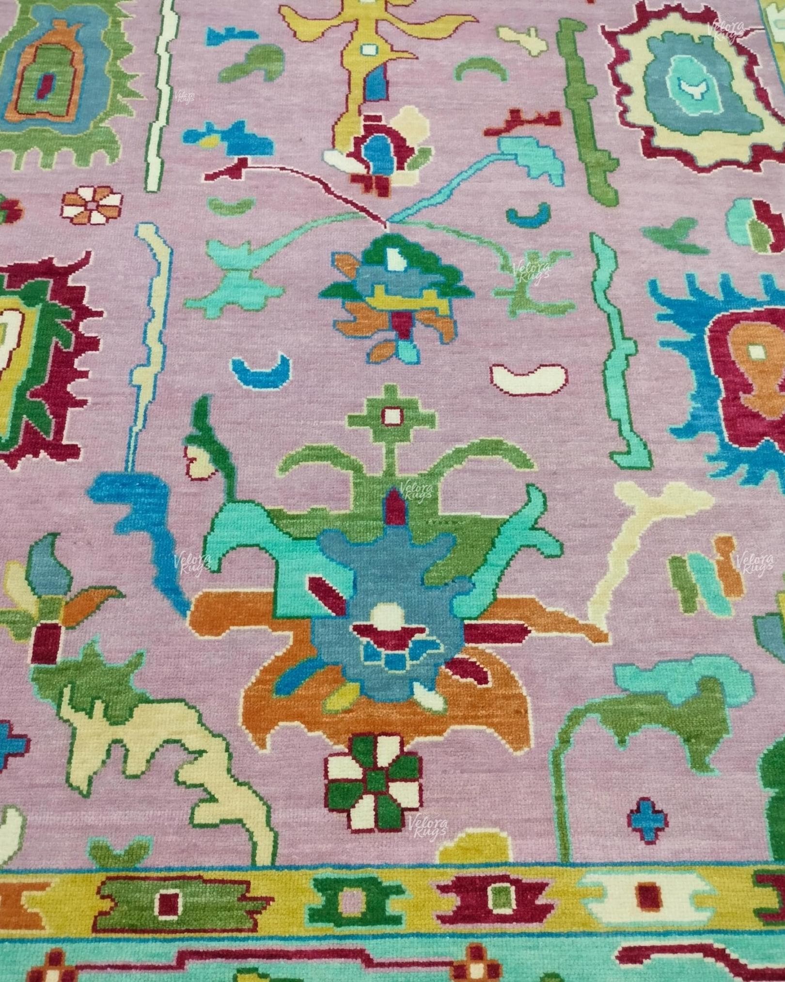 Pink Indo Oushak Hand Knotted Rug 4x6, 5x8, 6x9, 8x10, 9x12, 10x14 ft Handmade Rugs for Living Room - Antique Style Contemporary rug