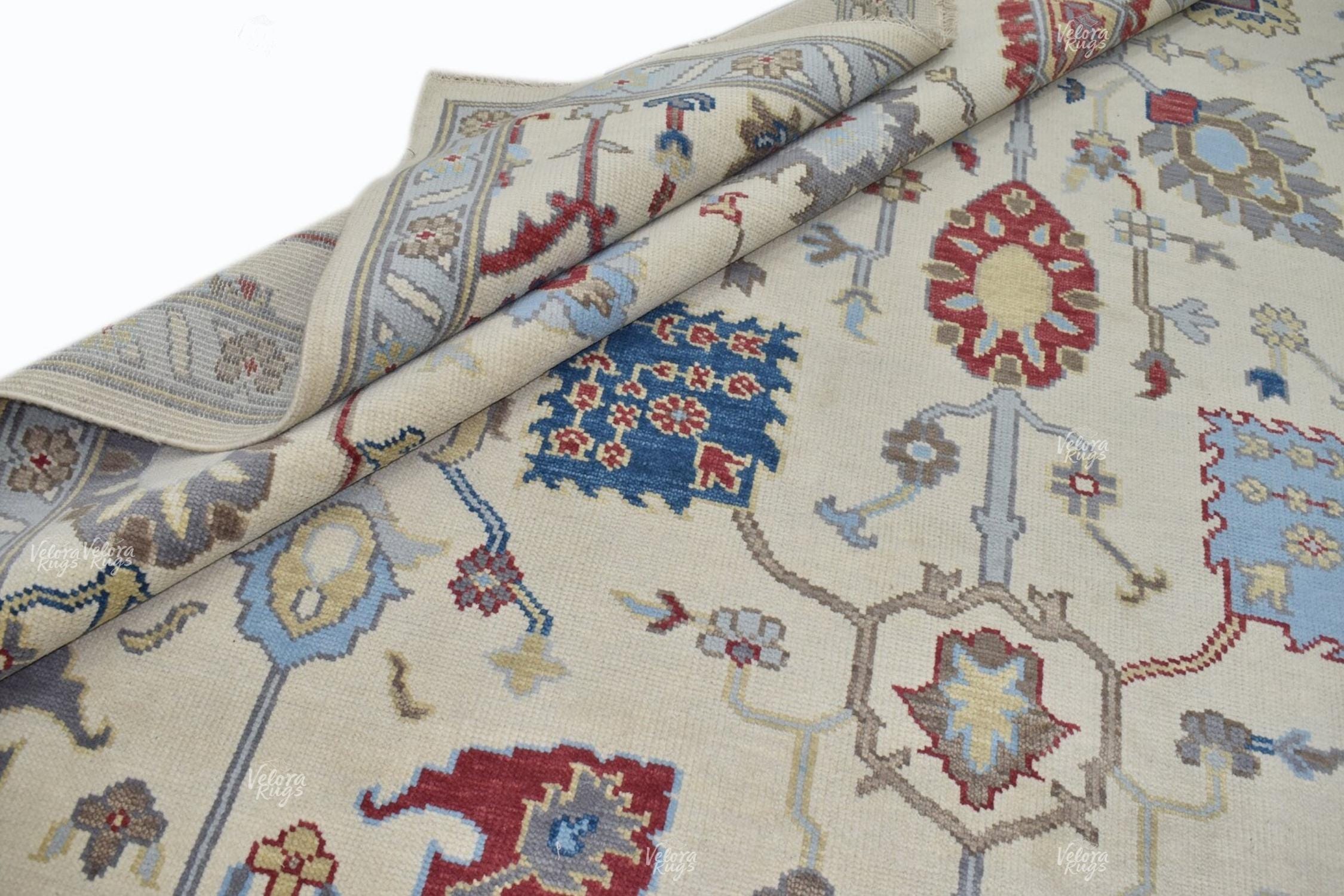 Modern Handknotted Oushak Wool Rug – Beige - Multicolor | Handcrafted Designer Rug for Living Room & Bedroom | Multiple Sizes | Antique Rug