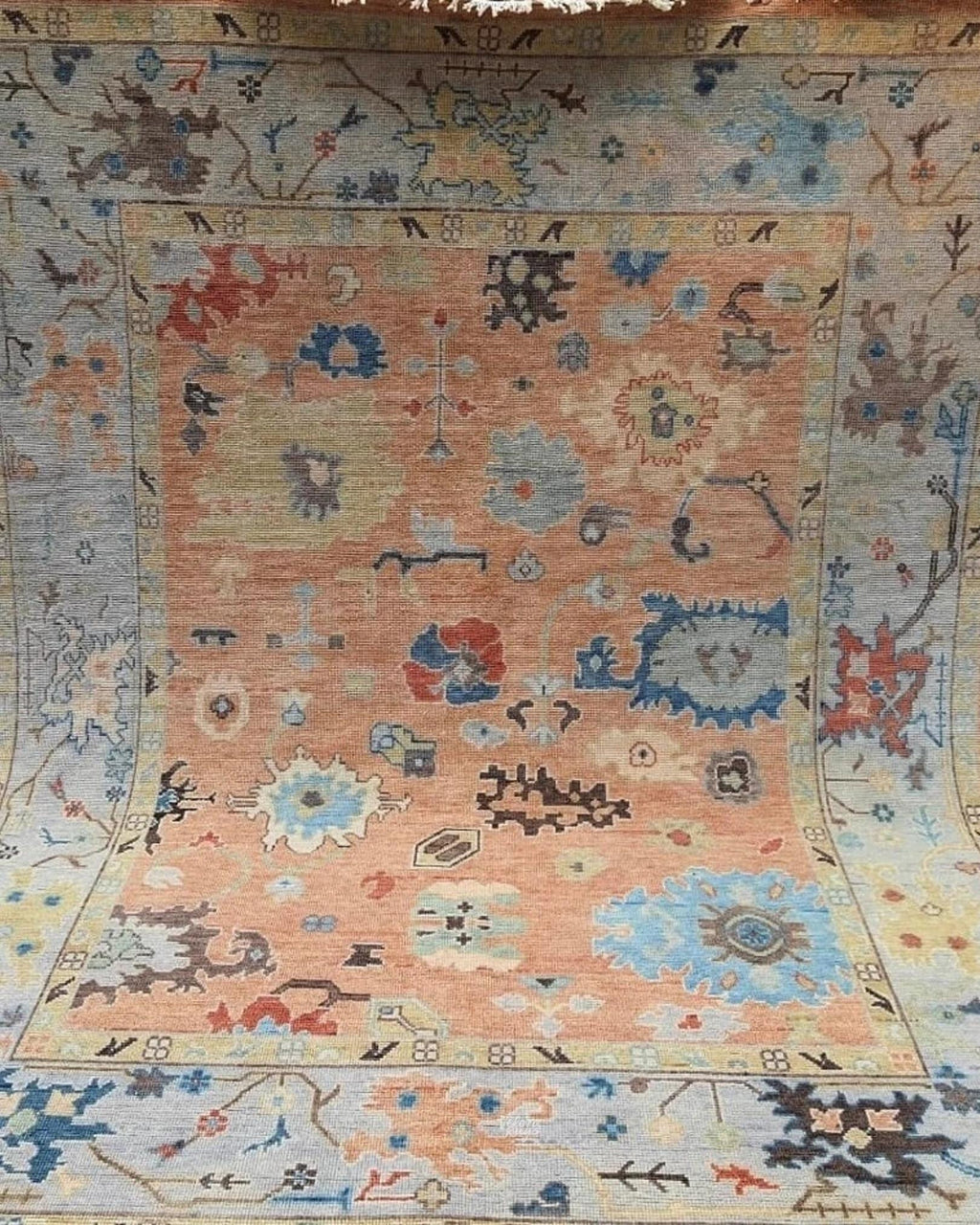Peach Indo Oushak Hand Knotted Rug 4x6, 5x8, 6x9, 8x10, 9x12, 10x14 ft Handmade Rugs for Living Room - Antique Style Contemporary rug