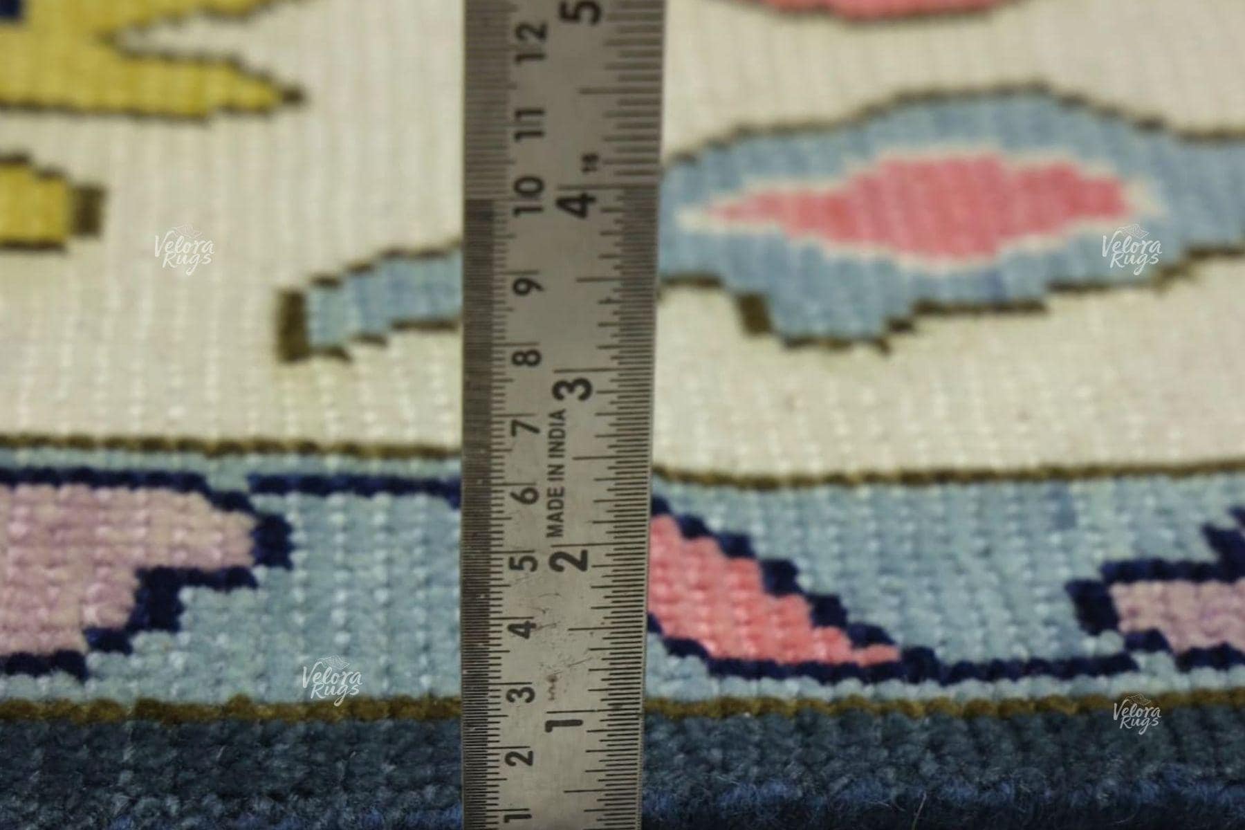 Bright Blue White Oushak Rug - Hand Knotted Wool, Antique Style Modern Abstract Handmade Area Rug in 8x10, 9x12 ft for Living Room & Bedroom