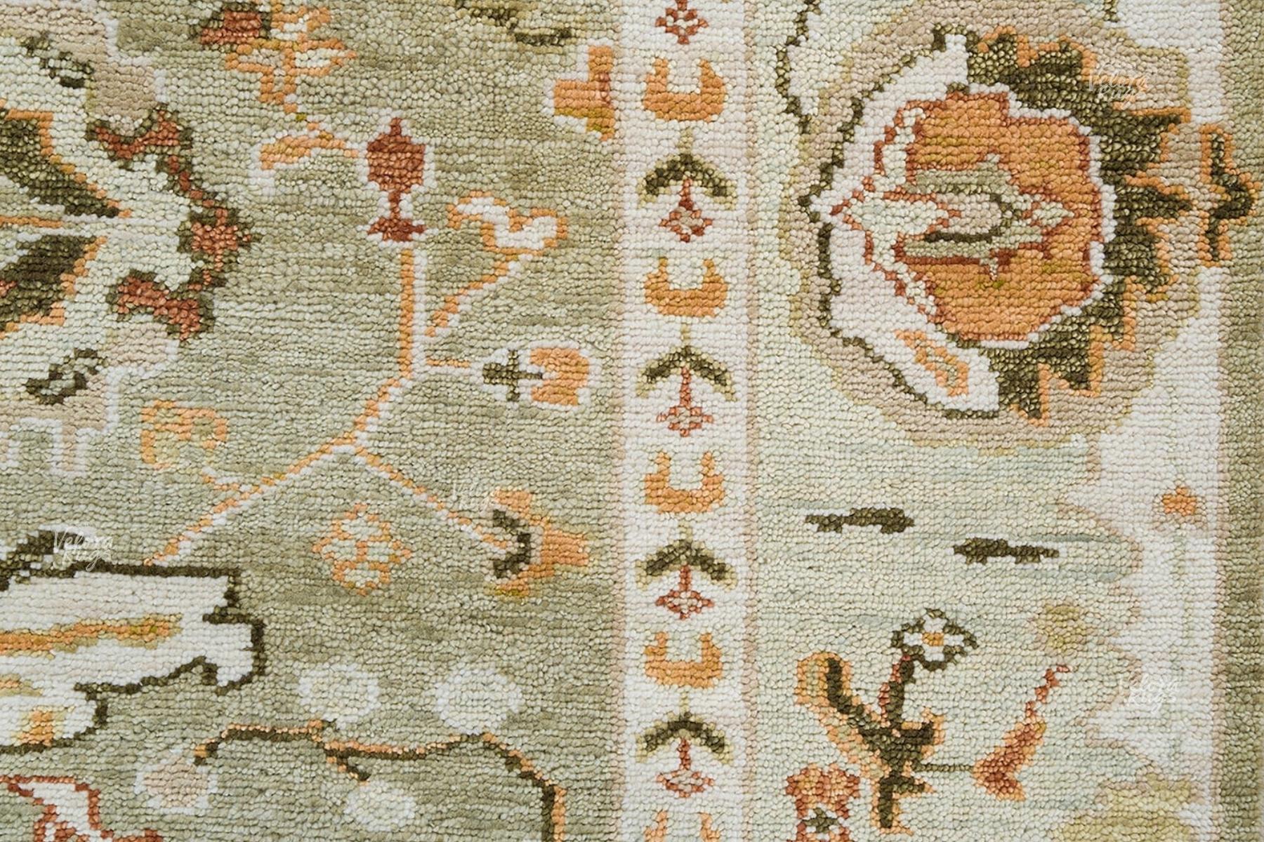 Sage Green Oushak Rug | Handmade Wool Rug | Hand-Knotted Indian Rug for Living Room & Bedroom | Custom Sizes 4x6 to 10x14 ft | Home Decor