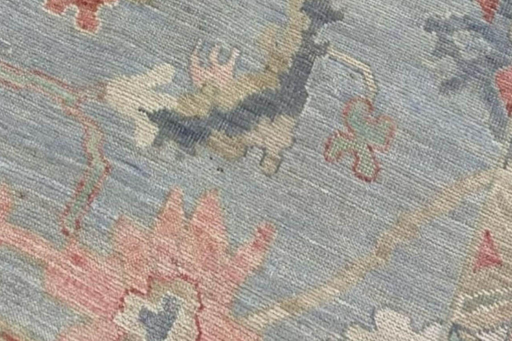 Hand Knotted Blue Oushak Wool Rug 5x8, 6x9, 8x10, 9x12 – Floral Handmade Rugs for for Living Room & Bedroom - Antique Style Contemporary Rug