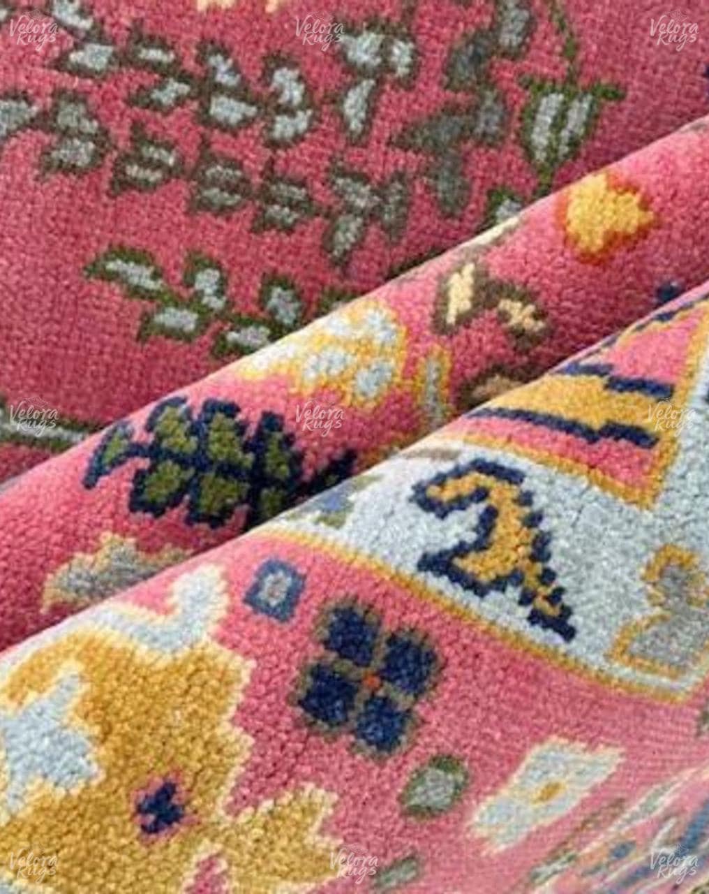 Elegant Pink Indo Oushak Hand Knotted Rug 4x6, 5x8, 6x9, 8x10, 9x12, 10x14 ft Handmade Rugs for Living Room - Antique style Contemporary rug