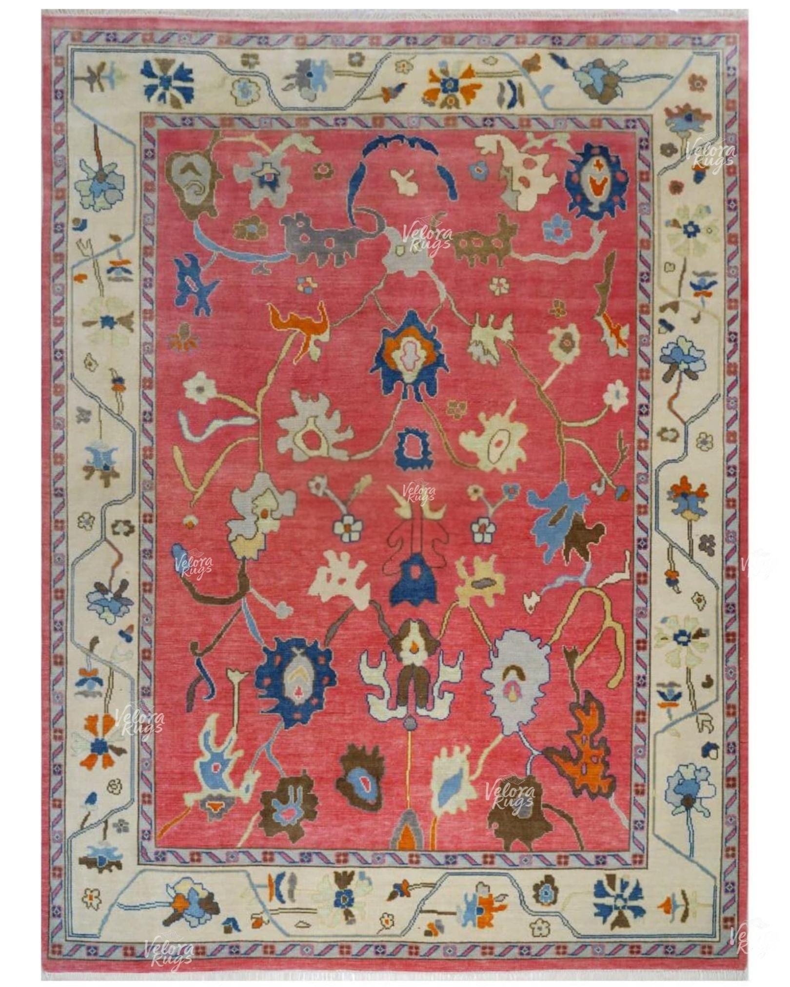 Rust Red Oushak style Hand Knotted Rug 4x6, 5x8, 6x9, 8x10, 9x12, 10x14 ft Handmade Rugs for Living Room - Antique Style Contemporary rug