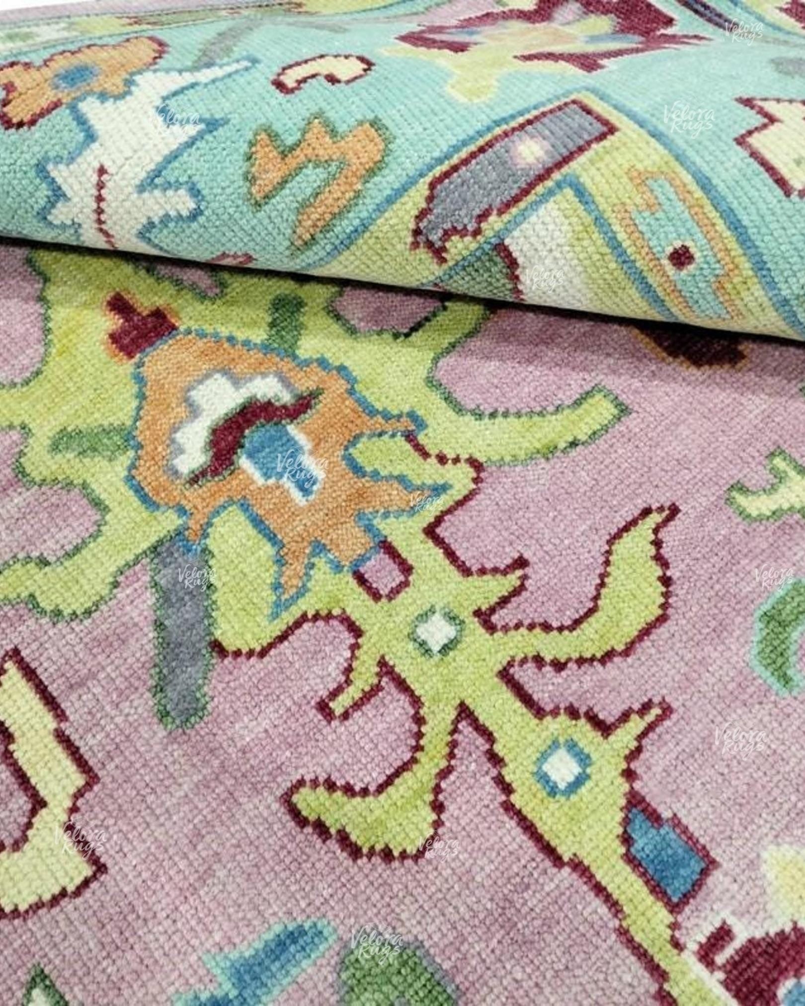 Pink Indo Oushak Hand Knotted Rug 4x6, 5x8, 6x9, 8x10, 9x12, 10x14 ft Handmade Rugs for Living Room - Antique Style Contemporary rug