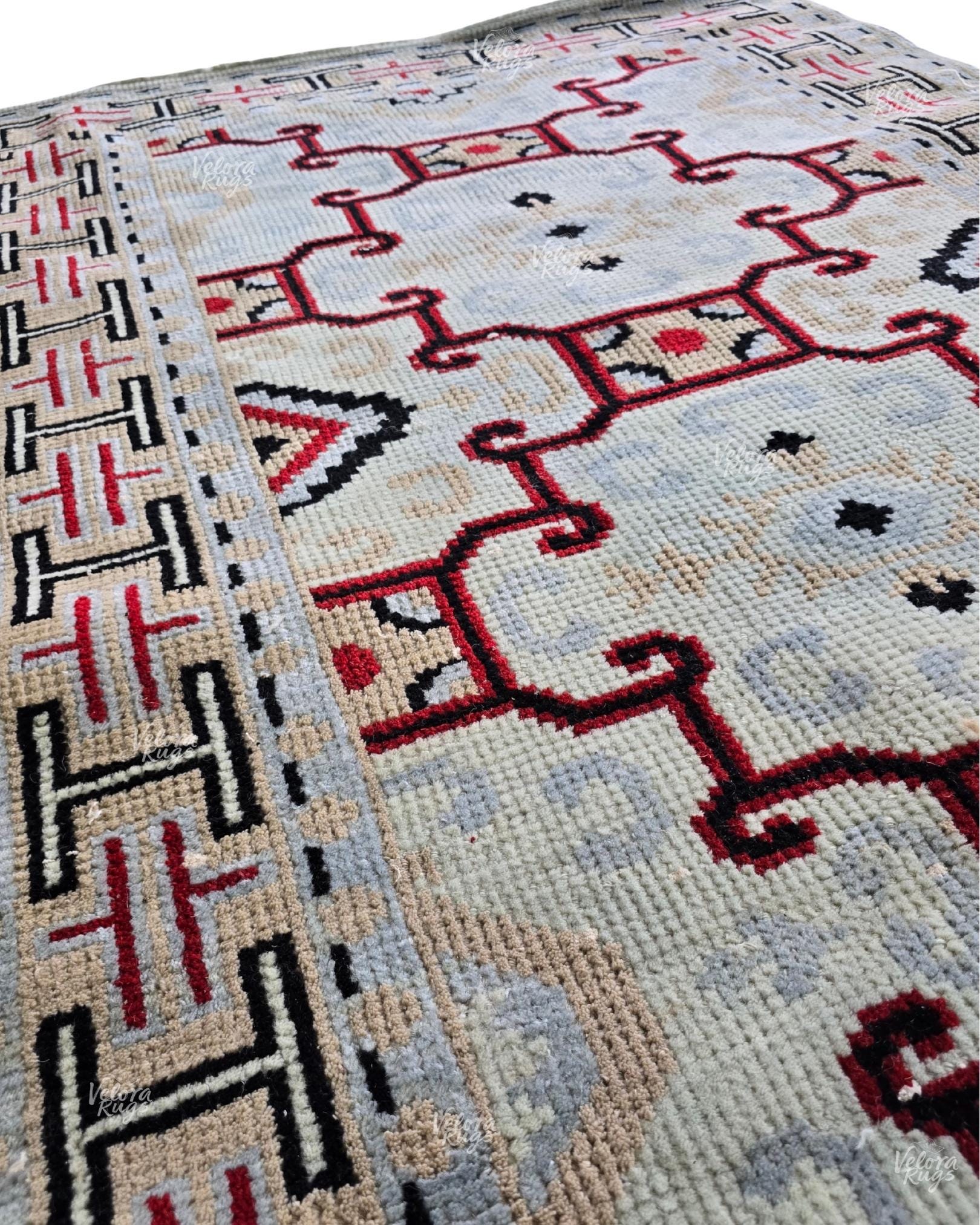 Colorful Modern Oushak Rug – Hand Knotted Oriental Pattern Carpet, Artisan Made Area Rug for Living Room, Bedroom Interiors | Custom Sizes