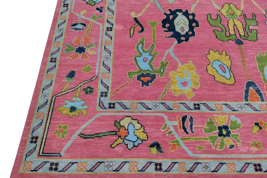 Exquisite Pink Oushak style Hand Knotted Rug 4x6, 6x9, 8x10, 9x12, 10x14 ft Handmade Rugs for Living Room - Antique Contemporary Oushak Rug