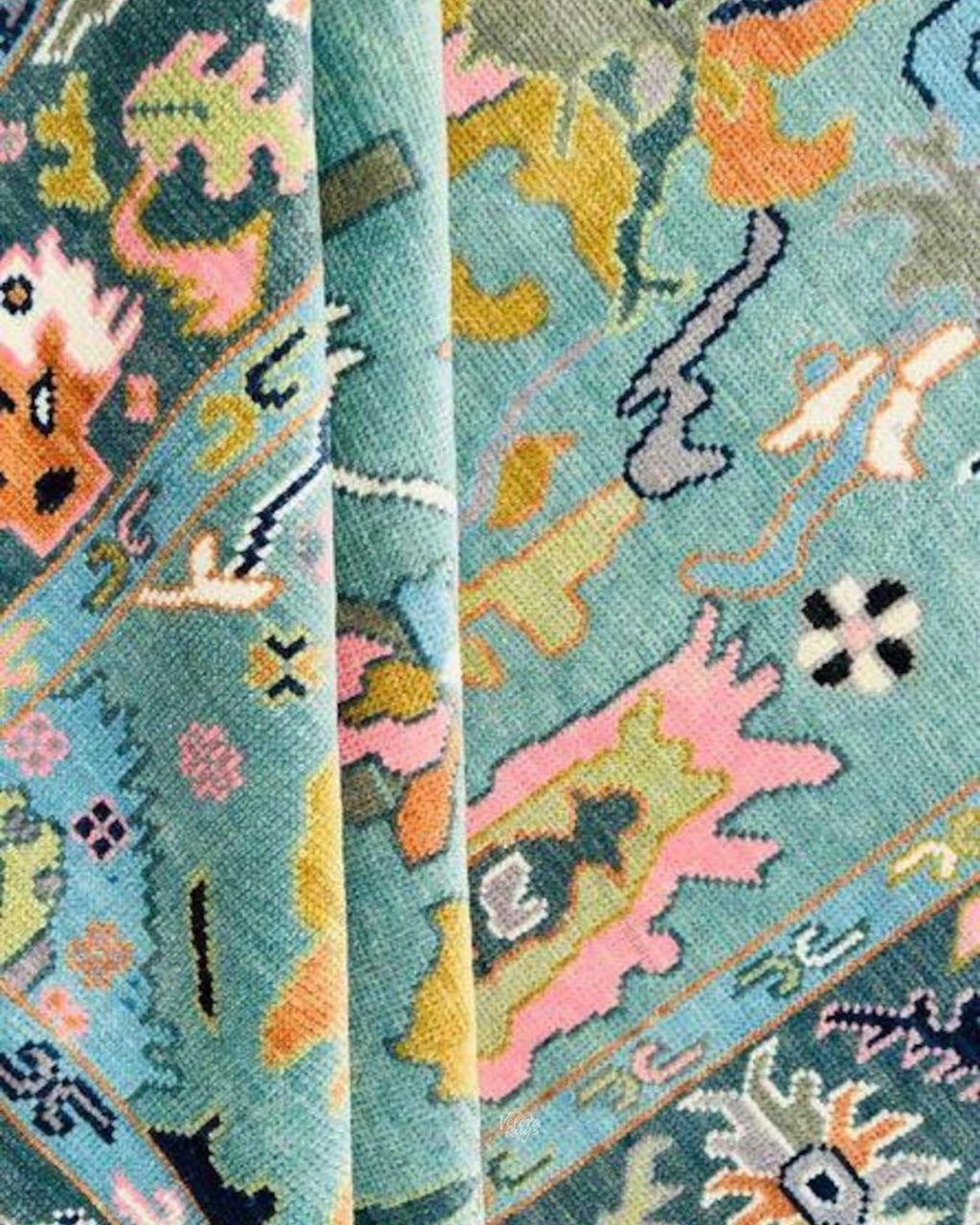 Teal Blue Modern Oushak Hand Knotted Rug 4x6, 5x8, 6x9, 8x10, 9x12, 10x14 ft Handmade Rugs for Living Room - Antique style Ethnic rug