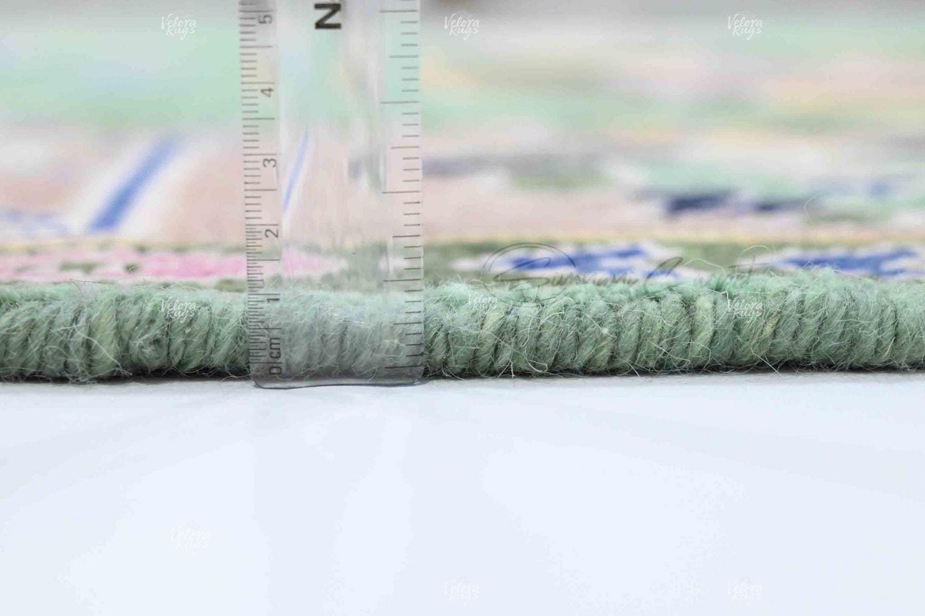 Green Hand-Knotted Wool Area Rug | Traditional Oriental Oushak Design | Vintage Turkish Style Carpet | Bohemian Living Room Rug  And Bedroom