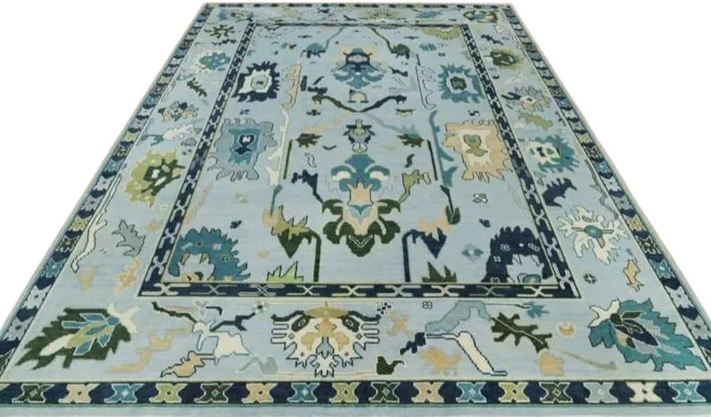 Blue Modern Oushak Hand Knotted Rug – 4x6, 5x8, 6x9, 8x10, 9x12, 10x14 ft – Handmade Wool Rug – Antique Style Contemporary Living Room Decor