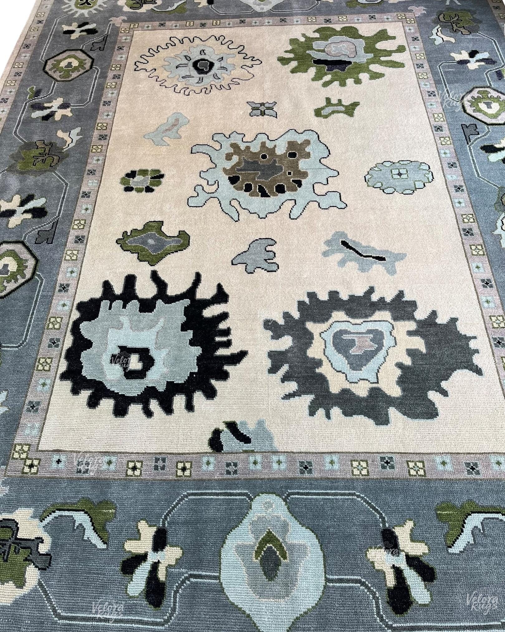 Cream color Indo Oushak Rug – Hand-Knotted Wool Rug – Luxurious Contemporary Rug for Living Room, Bedroom & Dining Hall | Multiple Sizes