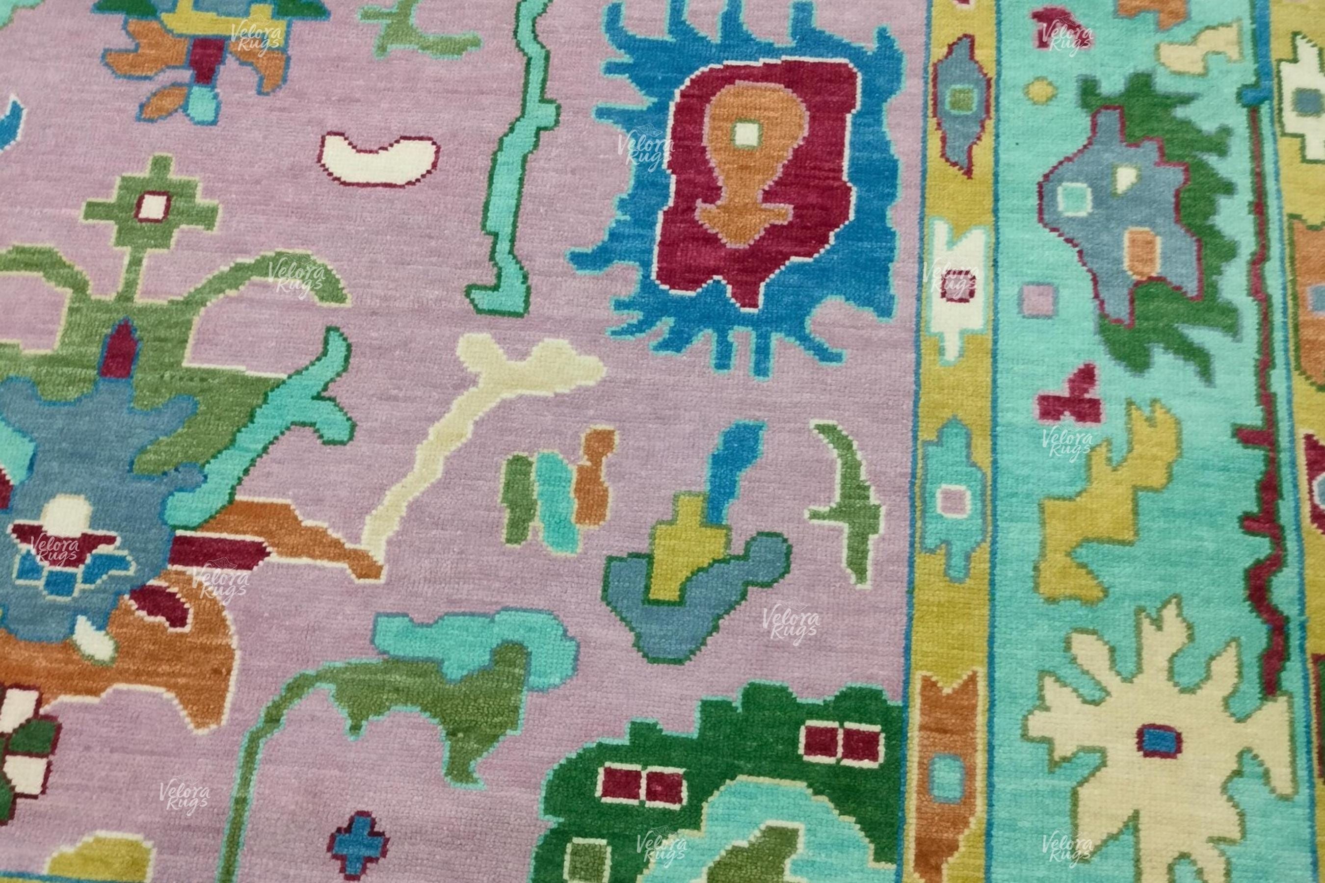 Pink Indo Oushak Hand Knotted Rug 4x6, 5x8, 6x9, 8x10, 9x12, 10x14 ft Handmade Rugs for Living Room - Antique Style Contemporary rug