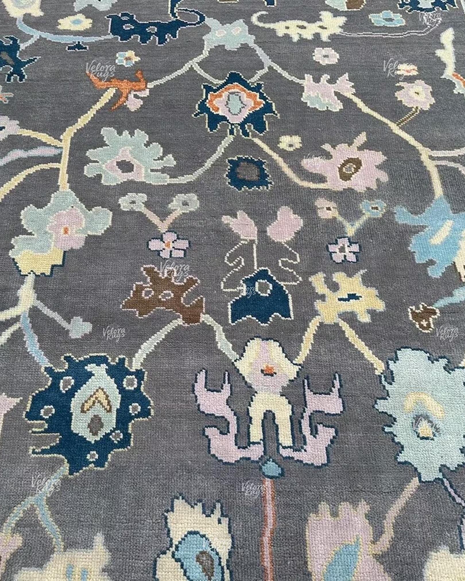 Grey Turkish Oushak Hand Knotted Rug 4x6, 5x8, 6x9, 8x10, 9x12, 10x14 ft Handmade Rugs for Living Room - Antique Style Contemporary rug