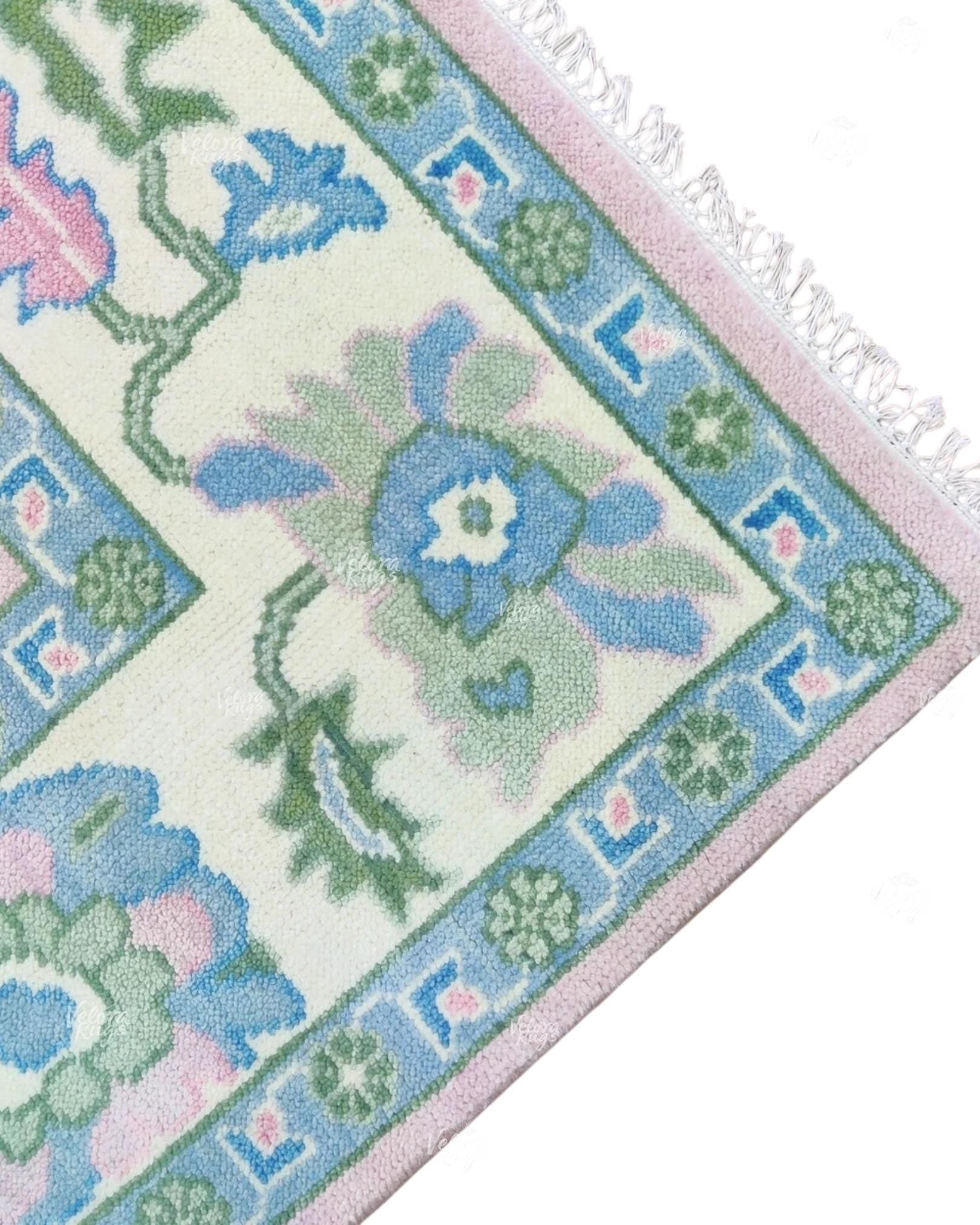 Soft Pink Oushak style Hand Knotted Rug 4x6, 5x8, 6x9, 8x10, 9x12, 10x14 ft Handmade Rugs for Living Room - Antique Style Contemporary rug