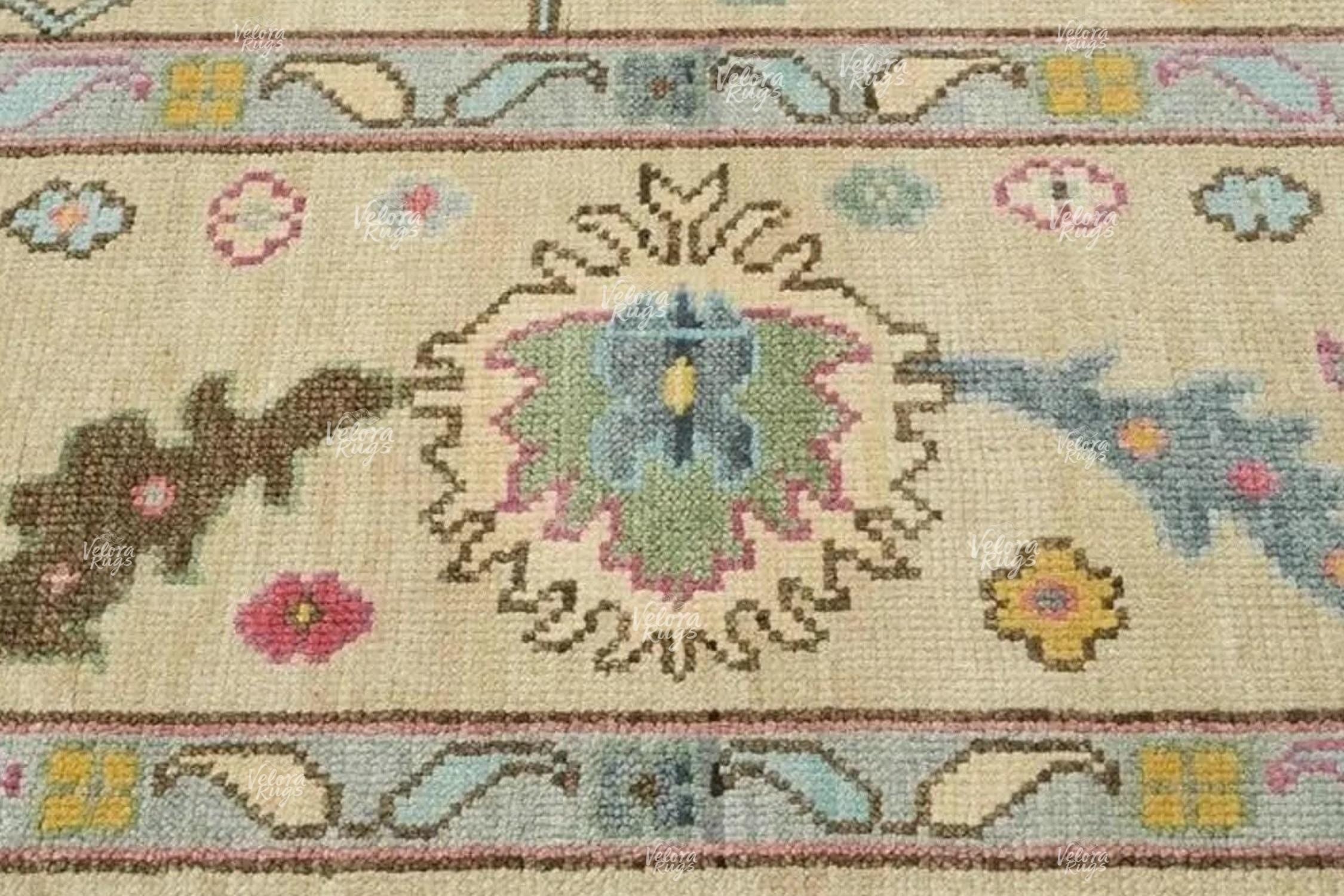 Beige Indo Oushak Hand Knotted Rug 4x6, 5x8, 6x9, 8x10, 9x12, 10x14 ft Handmade Rugs for Living Room - Antique style Contemporary rug