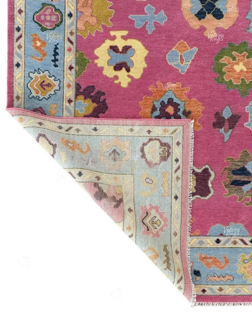 Elegant Hot Pink Oushak Hand Knotted Rug 4x6, 5x8, 6x9, 8x10, 9x12, 10x14 ft Handmade Rugs for Living Room - Antique Contemporary rug