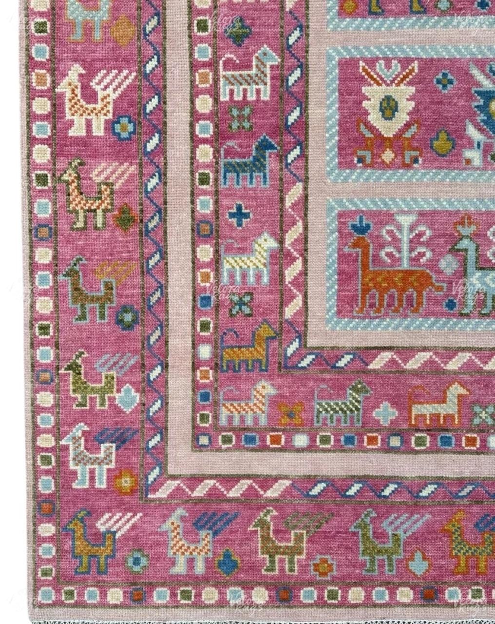 Pink Hand Knotted Oushak Shabargan Rug - Antique Style Ethnic Rug in 4x6, 5x8, 6x9, 8x10,9x12, 10x14 ft  Handmade Gabbeh Rug for Living room