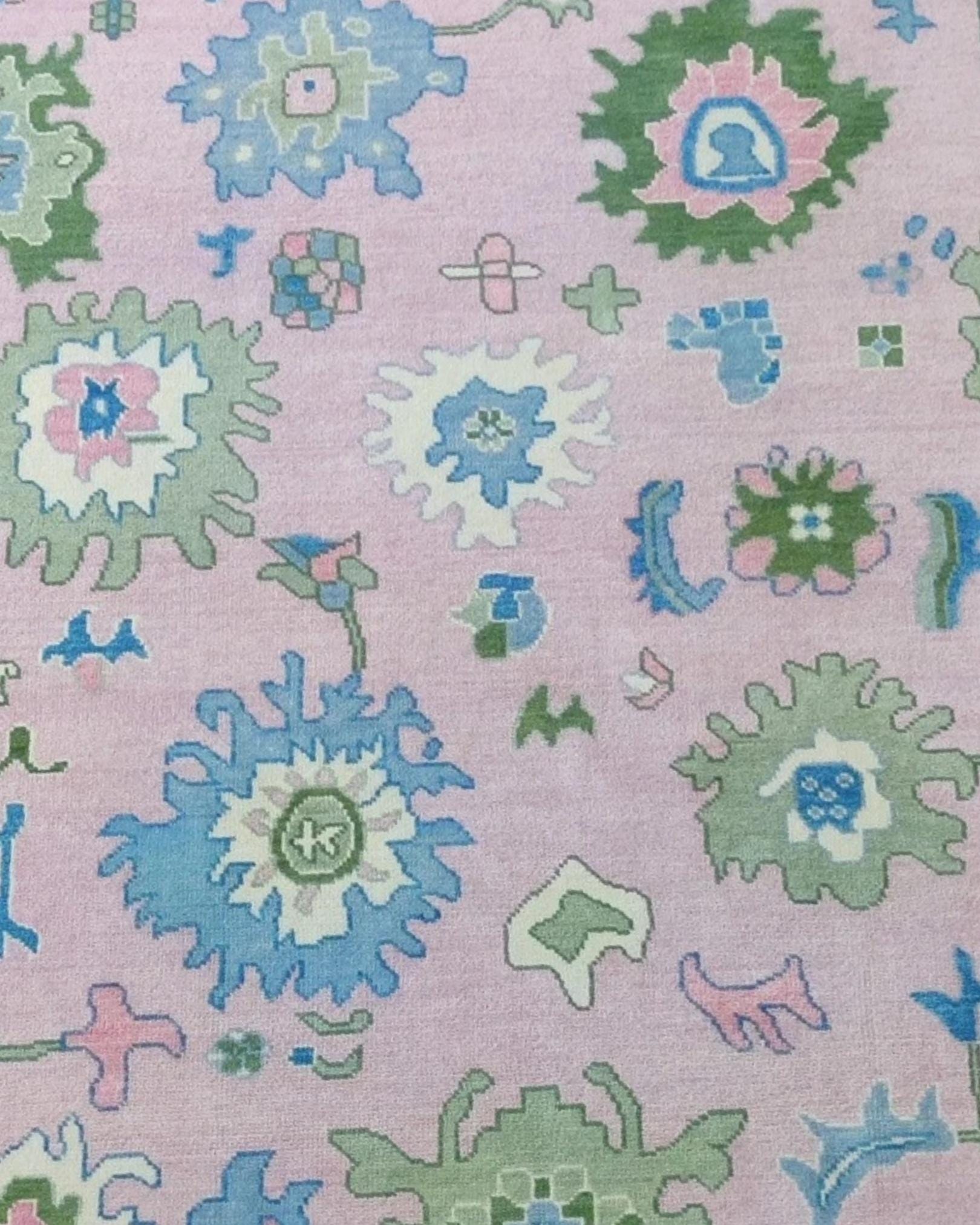 Soft Pink Oushak style Hand Knotted Rug 4x6, 5x8, 6x9, 8x10, 9x12, 10x14 ft Handmade Rugs for Living Room - Antique Style Contemporary rug