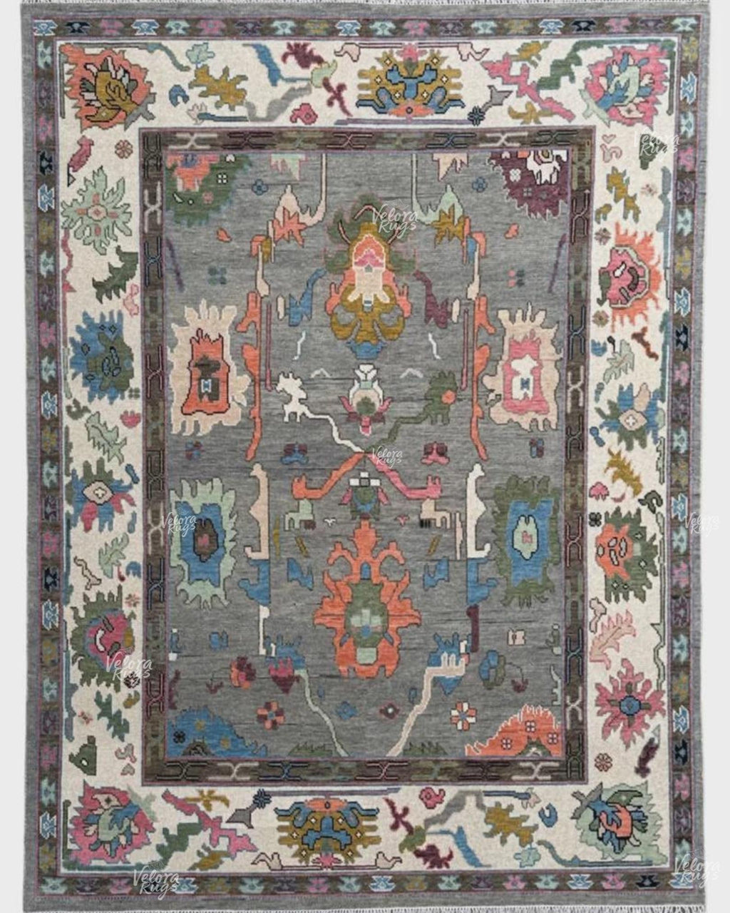 Grey Modern Oushak Hand Knotted Rug – 4x6, 5x8, 6x9, 8x10, 9x12, 10x14 ft – Handmade Wool Rug – Antique Style Contemporary Living Room Decor