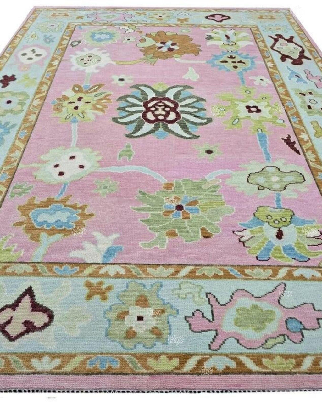 Pink- Ivory Oushak Hand Knotted Rug 4x6, 5x8, 6x9, 8x10, 9x12, 10x14 ft Handmade Rugs for Living Room & Bedroom - Antique Style Ethnic rug