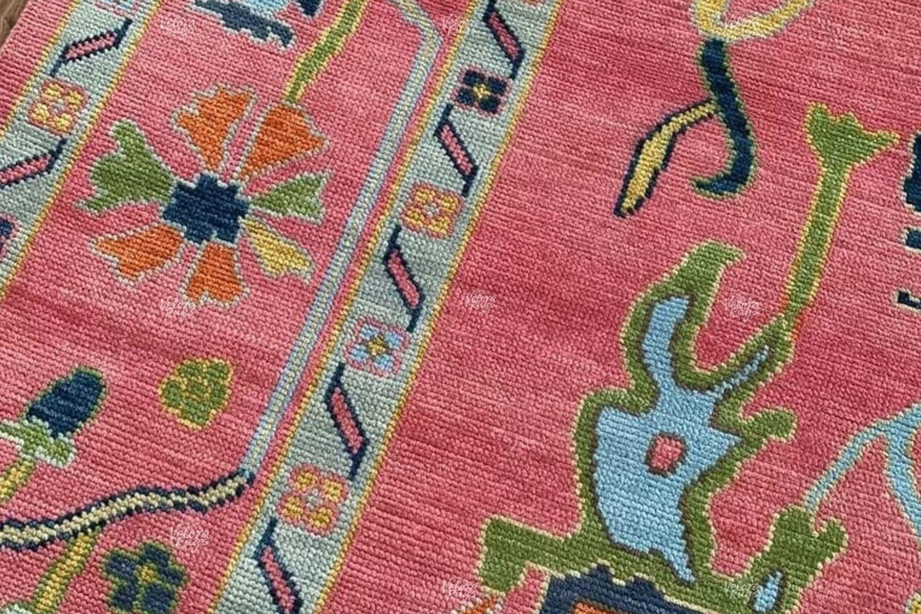Exquisite Pink Oushak style Hand Knotted Rug 4x6, 6x9, 8x10, 9x12, 10x14 ft Handmade Rugs for Living Room - Antique Contemporary Oushak Rug