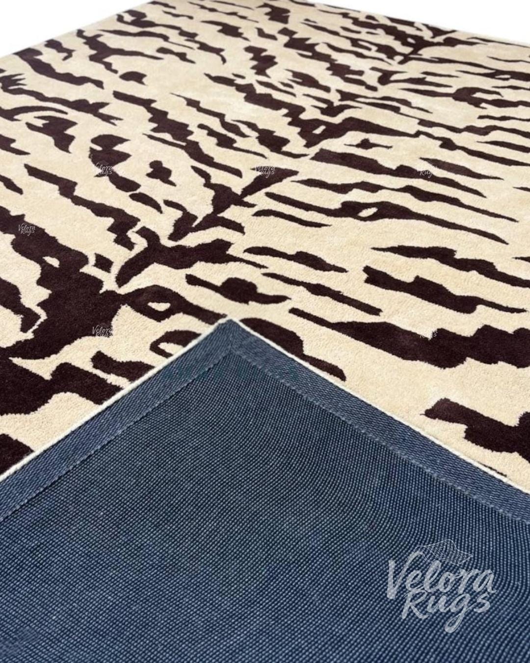 Hand Tufted 8x10 Modern Abstract Wool Rug | Beige and Brown Patterned Carpet | Contemporary Living Room Area Rug | Custom Floor Decor